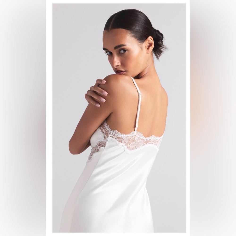 SKIMS White Lace-Trim Midi Slip Dress - Picture 3 of 11